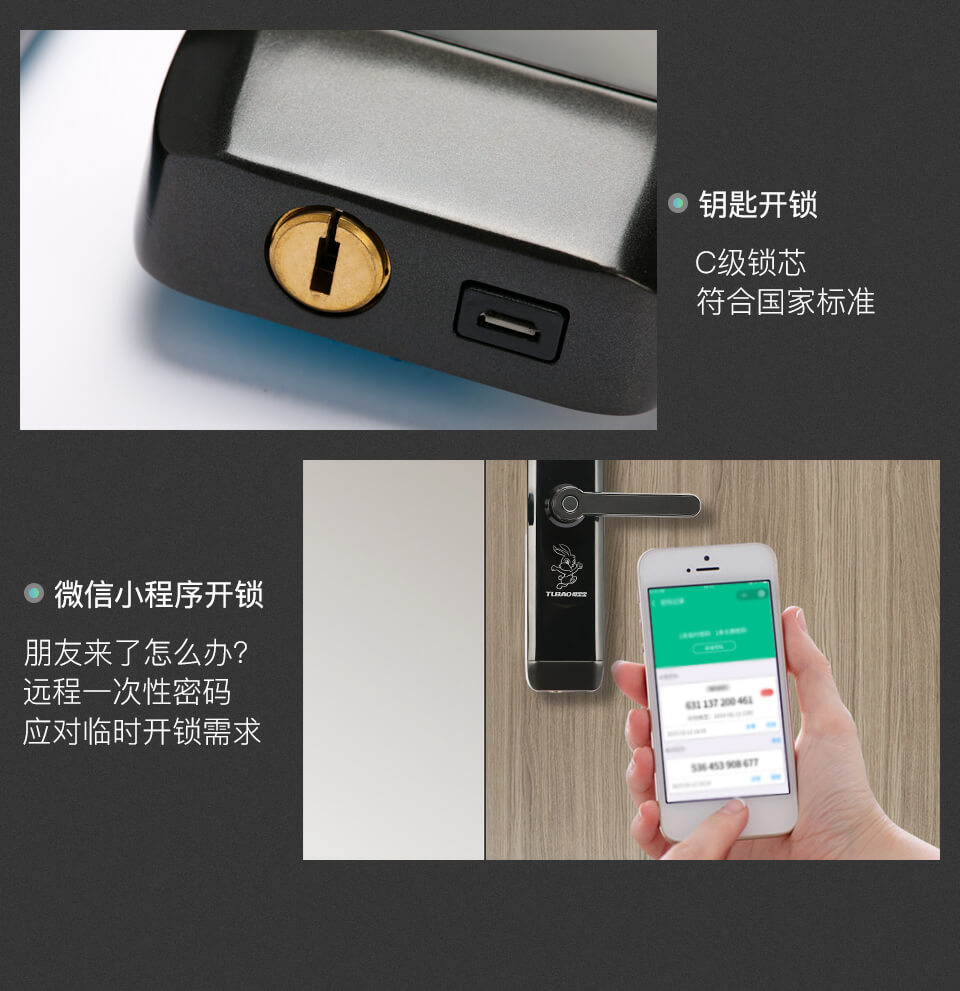 兔宝宝指纹锁 tbb8203-智能指纹锁(星空灰)